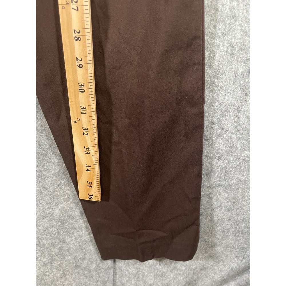 Womens Chocolate Brown Straight Leg Dress Pants Double Snap Button Trousers - Picture 9 of 13